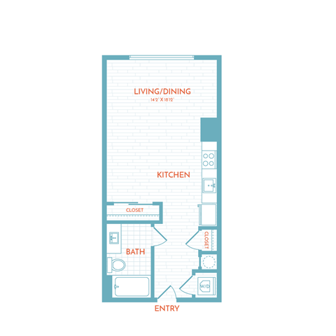 Floor plan for studio, 1 bath, 461 sqft